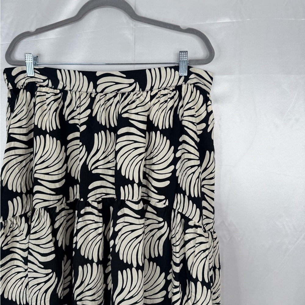 NWT A New Day‎ Black Cream Seashell Tiered Midi Skirt A-Line XXL Summer Style - Picture 4 of 11